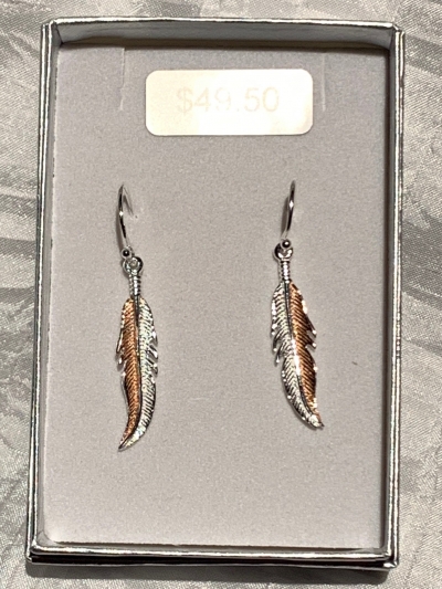 ROSE GOLD SILVER FEATHER EARRINGS