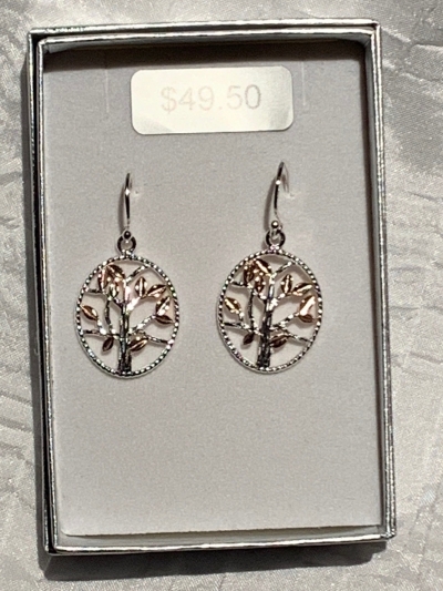 ROSE GOLD SILVER TREE OF LIFE EARRINGS 3