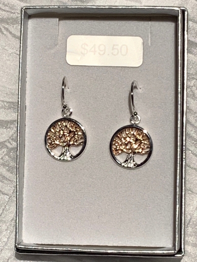 ROSE GOLD SILVER TREE OF LIFE EARRINGS 1